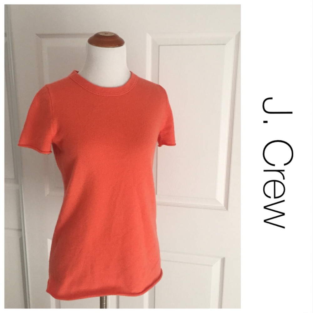 J. Crew Orange Cashmere Short Sleeve Sweater S